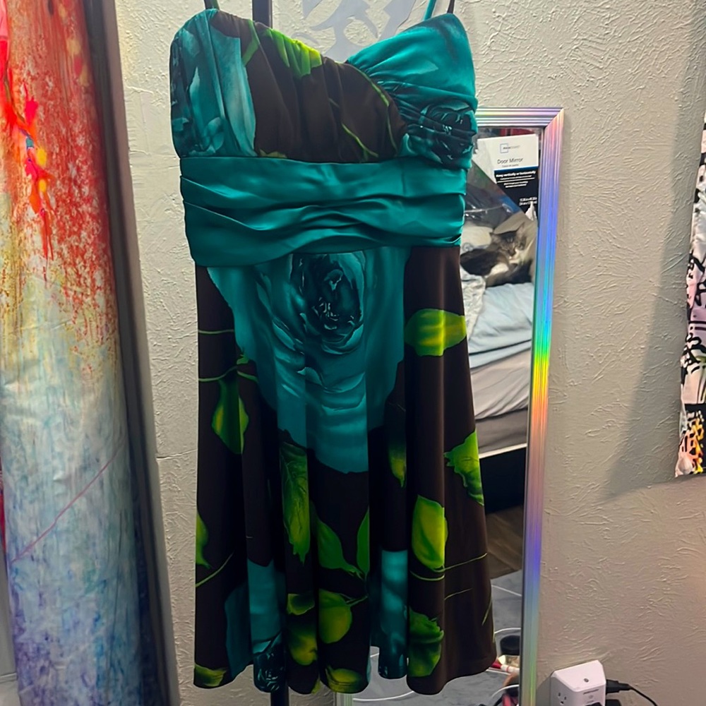 Love rose print mini dress